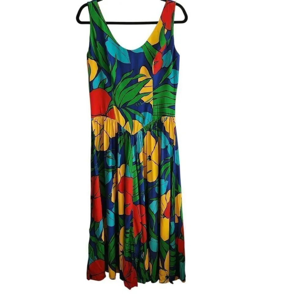 Vintage Midi Dress Jackie Bernard Eklektic Womens 6 Floral Made in USA Fit and F